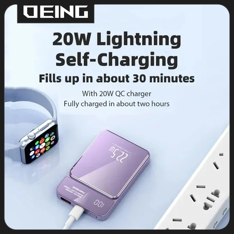 2025 New 10000mAh Macsafe Powerbank 15W Magnetic Wireless Power Bank 22.5W Fast Charger Portable External Auxiliary Battery Pack 4