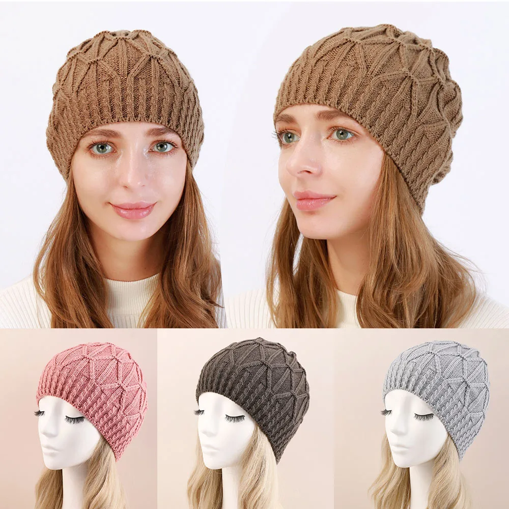 Fashion New Women Beanies Skullies Hat Cap Lady Spring Autumn Winter Solid Knitted Hollow Out Casual Bone Soft Cap Hat For Women 5