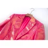Brand New Unique Party Style Bling Sequins Cloth Suit Single Button Blazer Shorts Fushcia Color Lady 2PCs 3