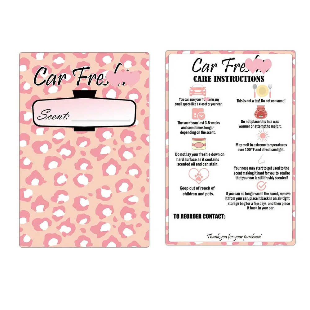 Car Freshiess Insert Cards Freshie Scent Label 4x6inch Care Instruction Cardstock DIY Crafts Cards Silicone Molds Supplies 25Pcs