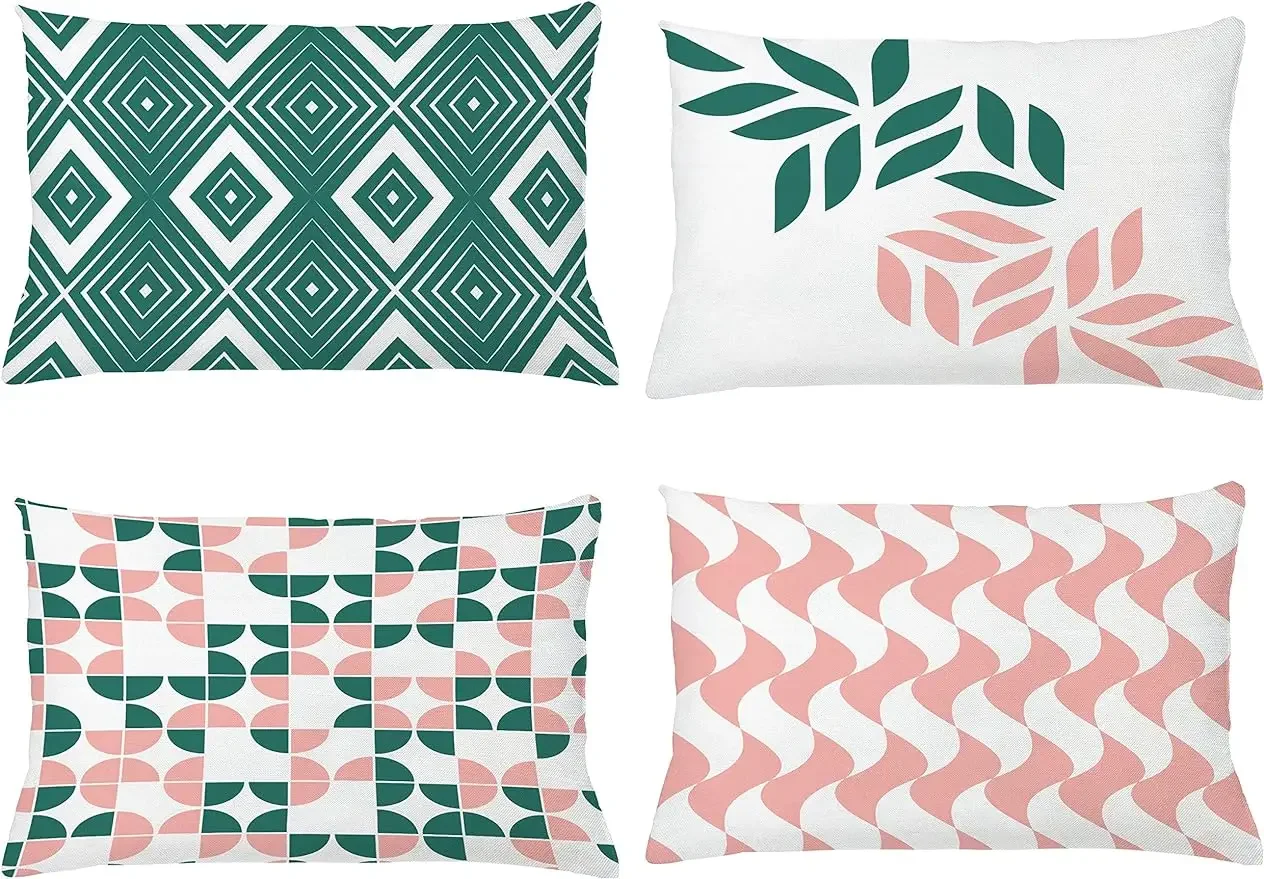 

Винтажная декоративная подушка, блестящая Подушка с абстрактными волнами и современным принтом, Наволочка на талию 40x60 см, Осеннее украшение