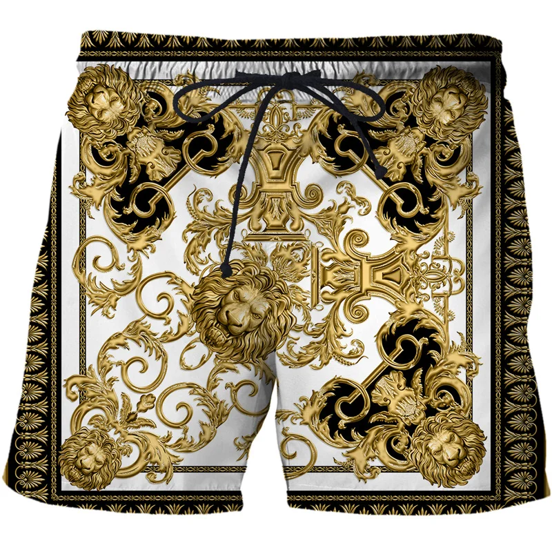 3D Hawaii Beach Briefs Luxury Golden Ice Shorts Pants Swimwear Men Vacation Swim Wear Trunks Casual Gym Surf Swimsuit Board 2