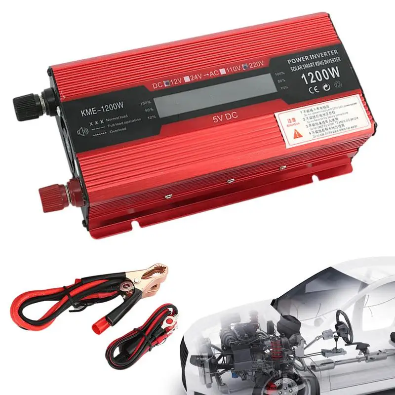 

Pure Sine Wave Inverter Car Power Inverter Portable Converter With LCD Display Dual AC Outlets And Dual USB Car Charger For Home