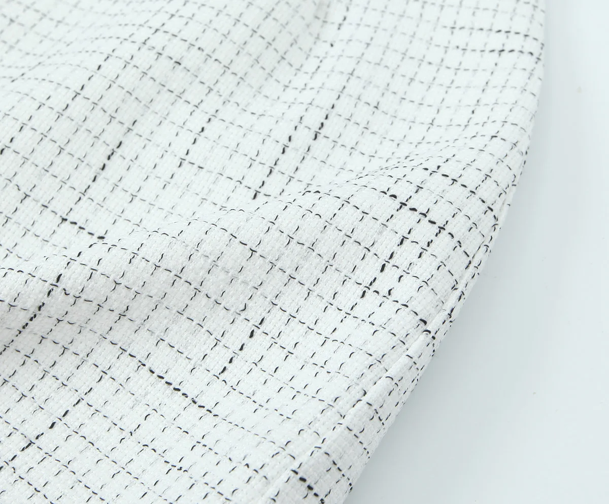 French Style Retro V collar Plaid Woven Tweed Blazer + High Waist Mini Short Skirts Suits 2 pieces 1 Set Black White