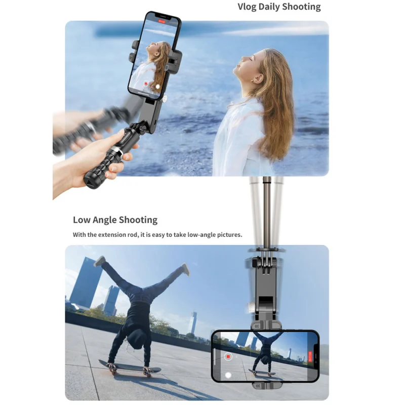 Handheld Bluetooth Gimbal Stabilizer For Phone With Tripod Selfie Stick Folding Gimbal For Xiaomi iPhone Smartphone