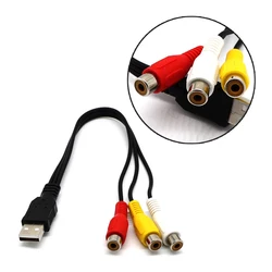 Universal USB to RCA AV Audio Video Adapter Cable - 0.3m (Black)