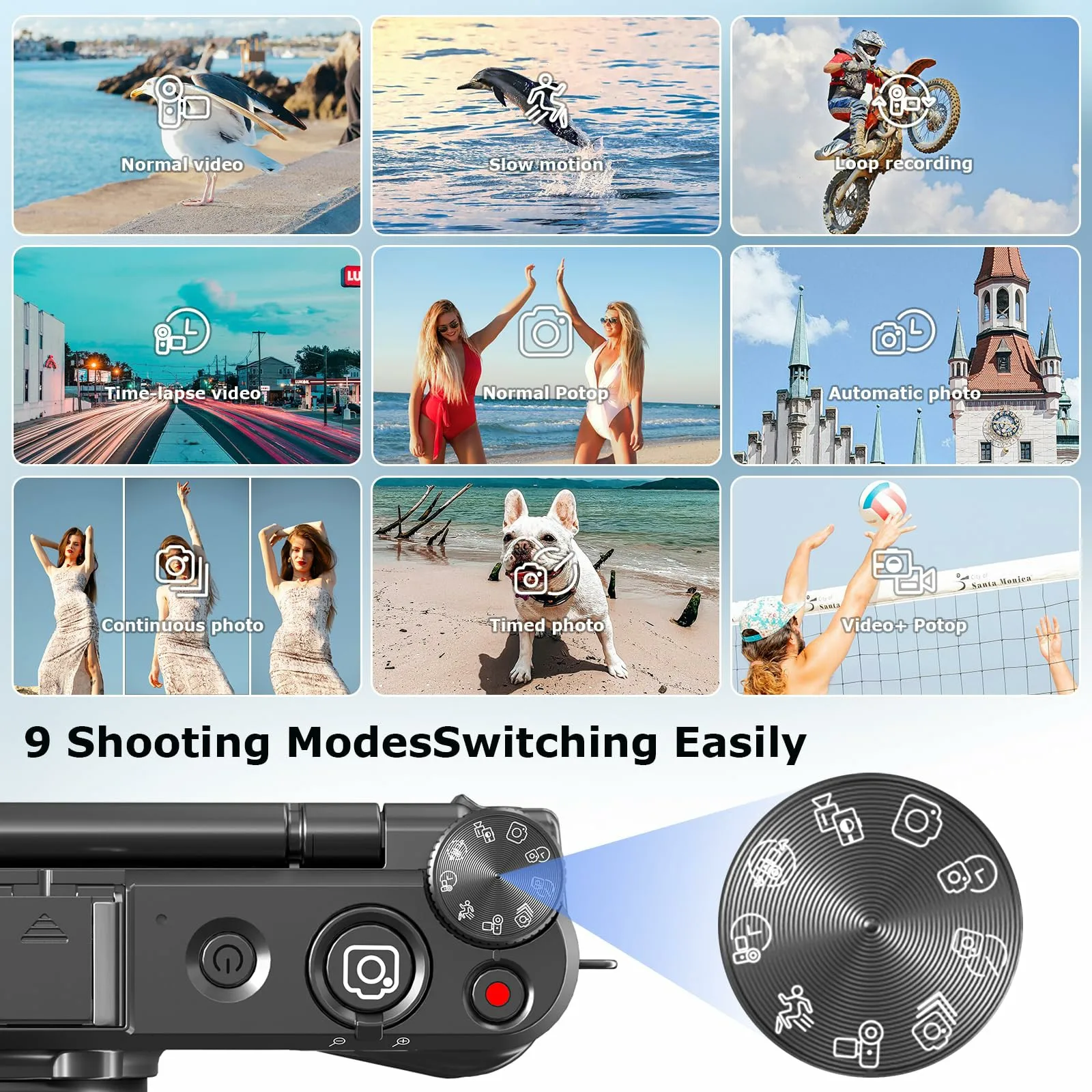 Caméra d'action 8K 88MP avec WiFi et écran rotatif 3 pouces fixée sur un casque de sport