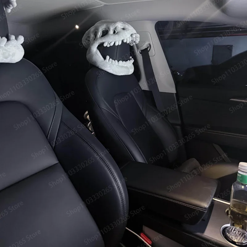 Luxury Dinosaur Bone-Inspired Car Seat and Headrest Cover - Elegant Interior Decoration with Neck Support