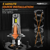 NIGHTEYE H7 Светодиодные фары 20000LM Canbus Mini Размер H7 Лампы 60 Вт 6500 К Белые автомобильные фары Plug and Play с вентилятором Фара — изображение 4