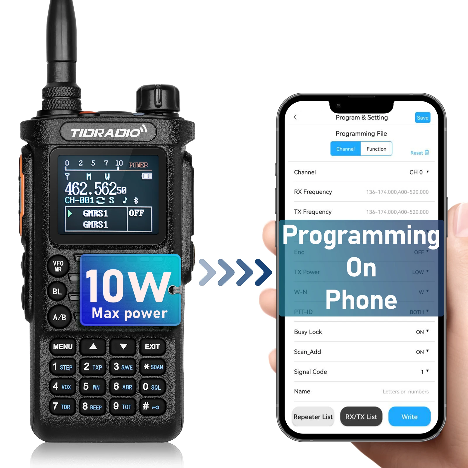 TIDRADIO 2PCS 2nd Gen TD-H8 10W Professional Walkie Talkie Portable Long Range Radio Phone Wireless Programmable Type-C Charge 2