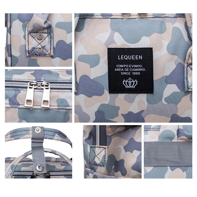 LEQUEEN Fashionable Camouflage Color Diaper Bag for Mommies Large Capacity Well-Organized Space Maternity Backpack for Strollers 5