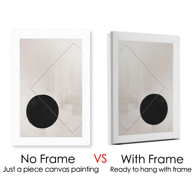 Modern Abstract Geometric Canvas Painting with Frame Boho Black White Poster Nordic Living Room Wall Art Pictures for Home Decor