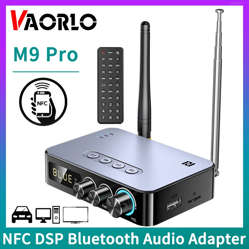 

M9 Pro Bluetooth 5.1 Audio Receiver Transmitter NFC/3.5mm AUX/RCA/USB U-Disk/TF/6.5 Mic/FM Radio DSP HIFI Music Wireless Adapter