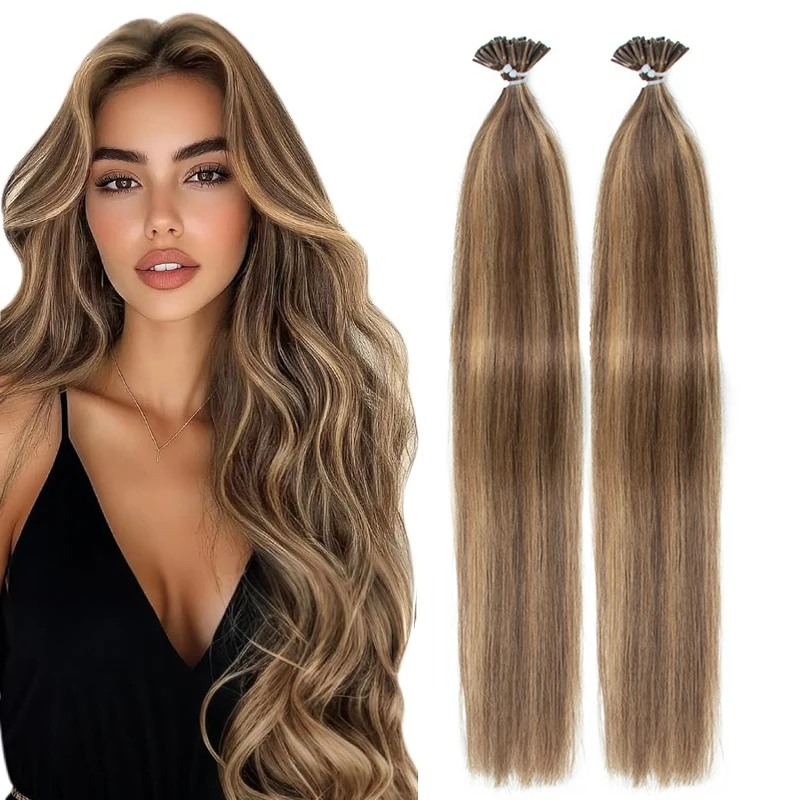 Tipi le estensioni dei capelli Veri capelli umani # P4-27 Capsule per capelli micro perline pre incollate Capsule Microlink Capelli 30 g/confezione 14"-22"