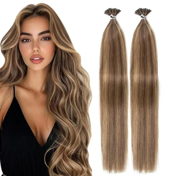 Tipi le estensioni dei capelli Veri capelli umani # P4-27 Capsule per capelli micro perline pre incollate Capsule Microlink Capelli 30 g/confezione 14"-22"