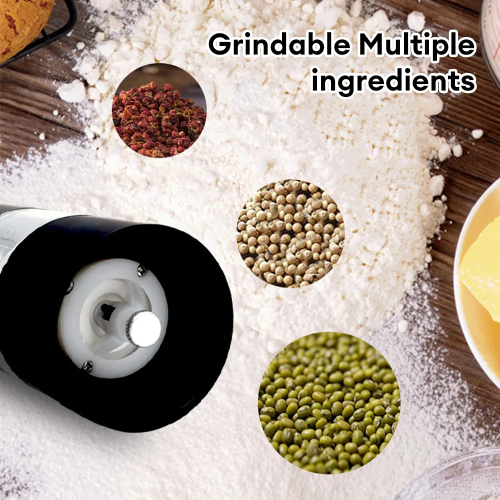 Salt and Pepper Grinder Electric Pepper and Salt Mill Grinder LED Light Cordless Adjustable Coarseness Spice Grinder Kitchen Cooking Helping Tool