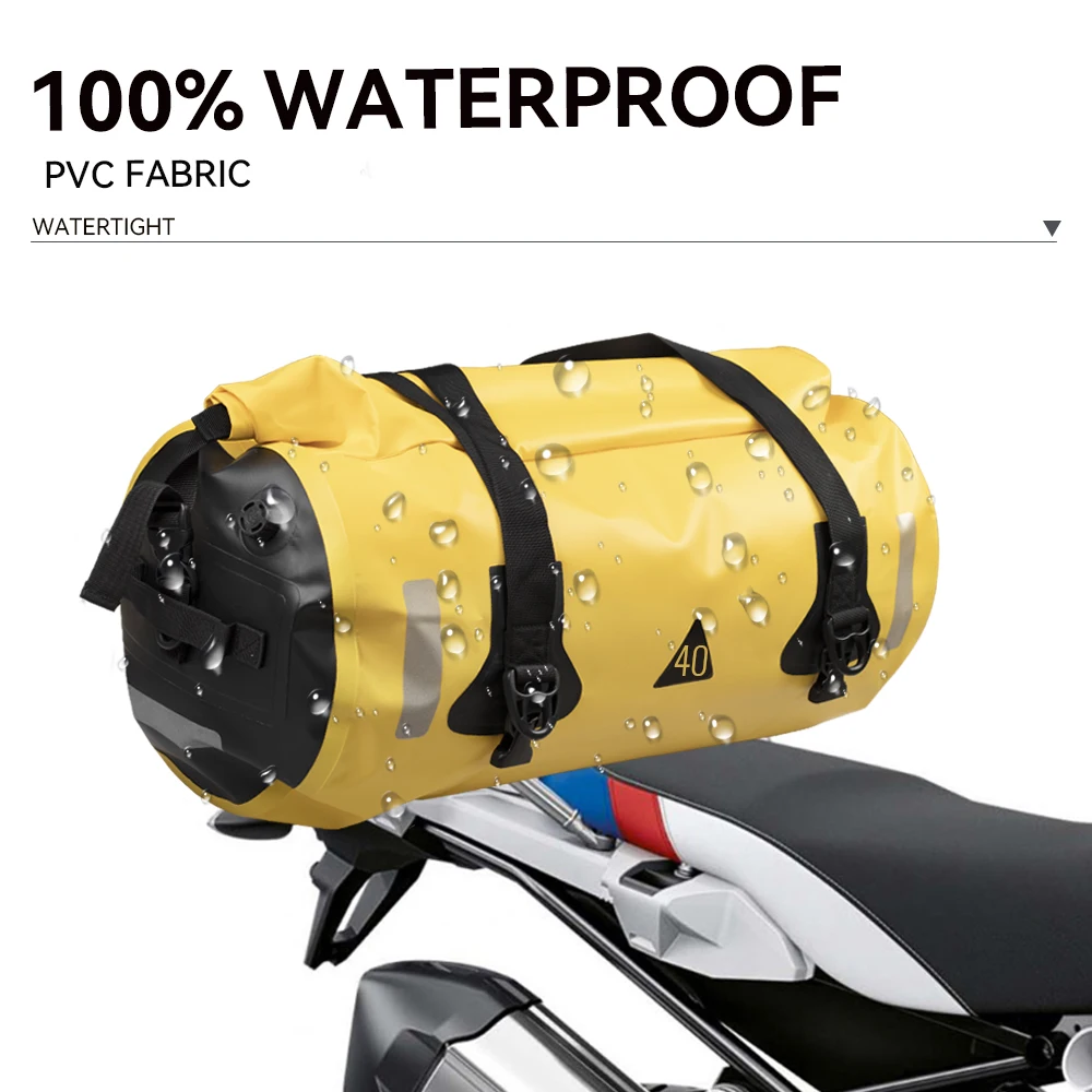 

Motorcycle Waterproof Tail Bag Travel Outdoor Dry Luggage Roll Pack Bag 40/60/80L Motorbike Luggage Backpack Motorcycle Seat