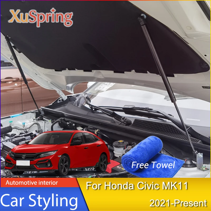 

For Honda Civic 1th MK11 FE/FL 2021 2022 2023 2024 Lifting Support Gas Spring Shock Bracket Hydraulic Rod of Hood Cover