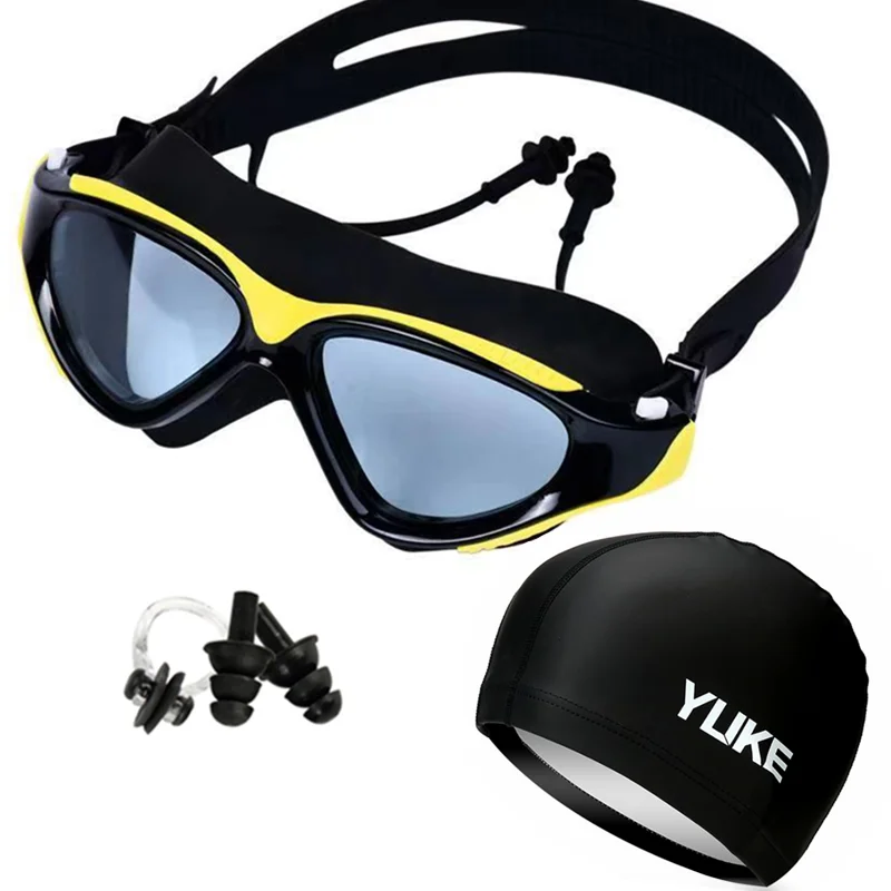 Swimming Goggles With Earplugs Nose Clip Cap Men Women