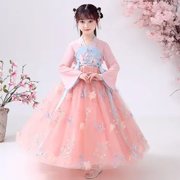 Summer Girls' Hanfu Dress Princess Costume Children's Dresses Kids Vintage Party Baby Girl Dress Cosplay Girls Clothes Vestidos 1