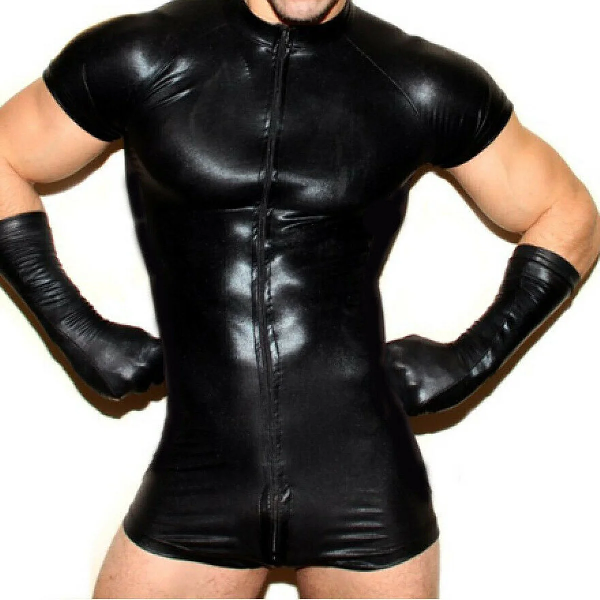 Latex Clubwear Catsuit Lingerie Leather Fetish Mens Club Wear - S-xxxl Male Leather pic pic