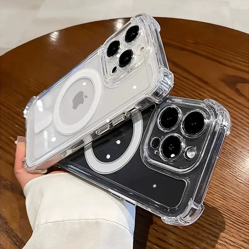 Transparent Magnetic Soft Phone Case with Magsafe and Shockproof Design