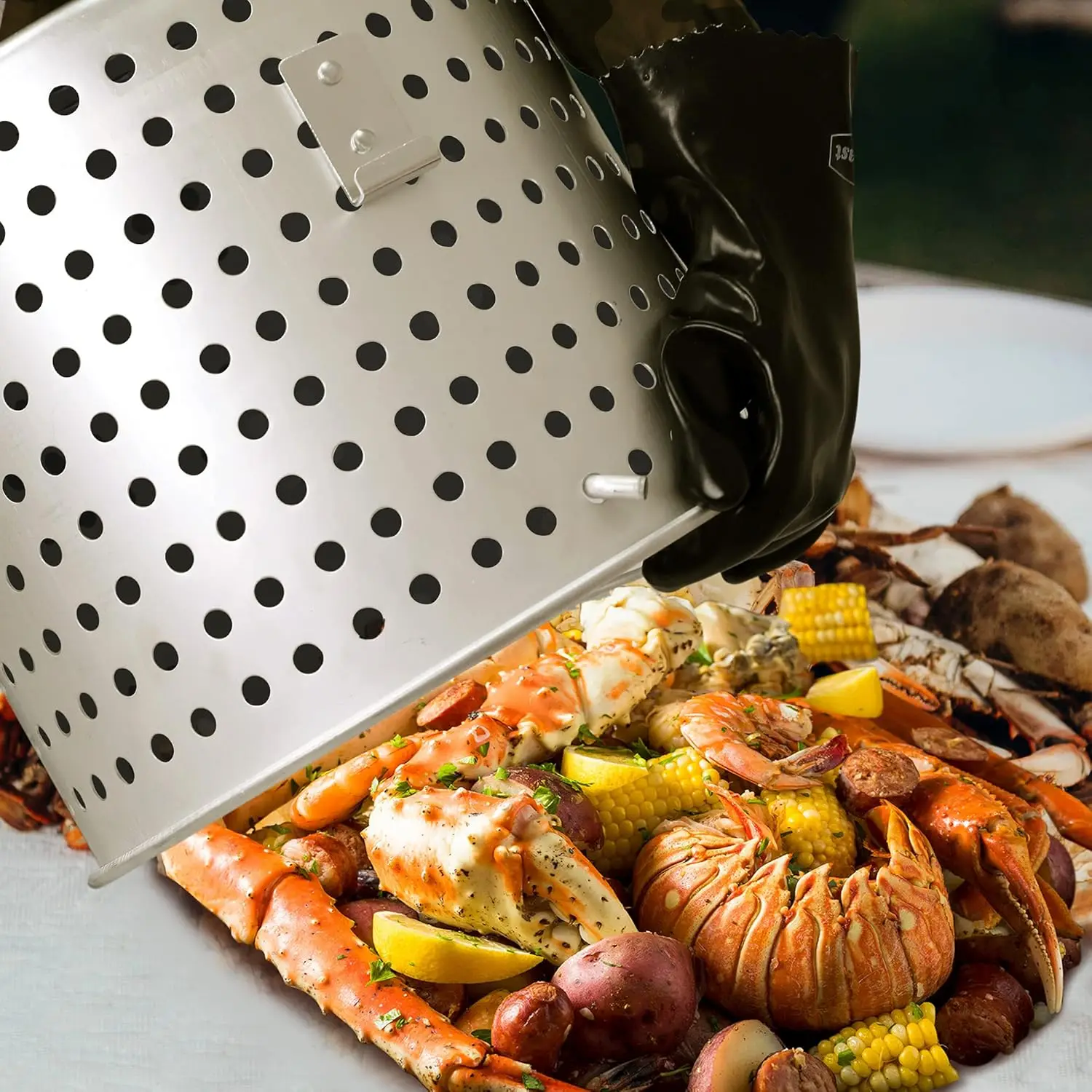Feast SBK0601 60 Qt. Seafood Boil Pot with Basket and Burner, Outdoor Aluminum Propane Seafood Boiler with 10 PSI Regulator