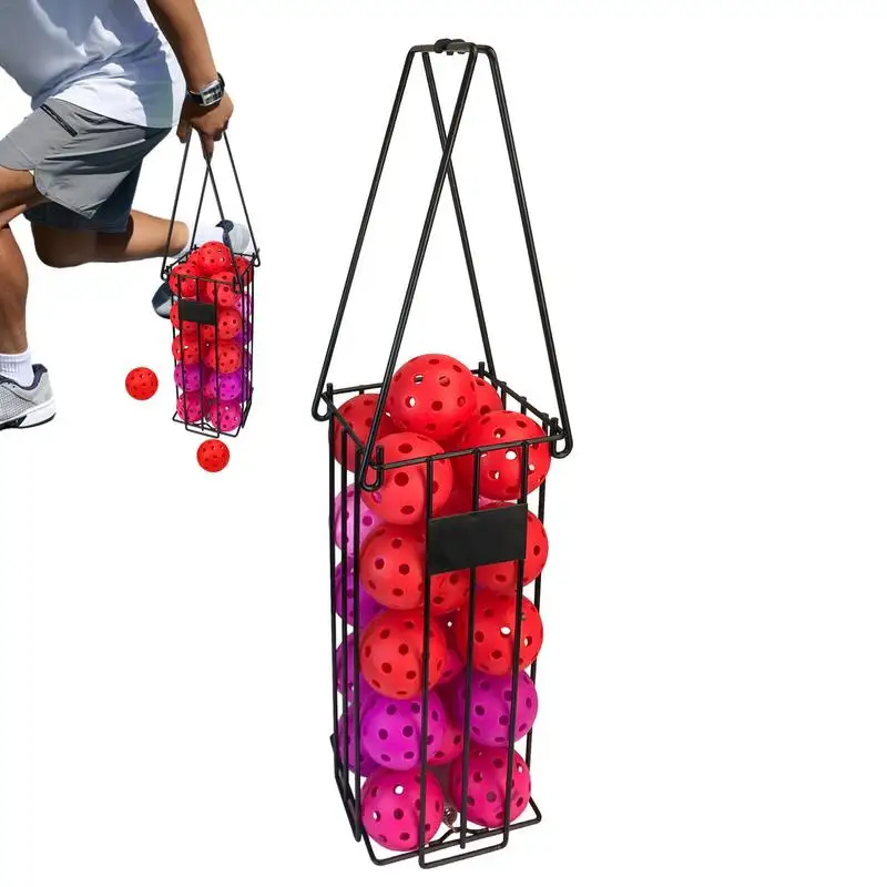 

Tennis Ball Pickup Basket Pickleball Pickup Gatherer Retriever Basket Stainless Steel Easy Carry Handle Ball Storage For Players