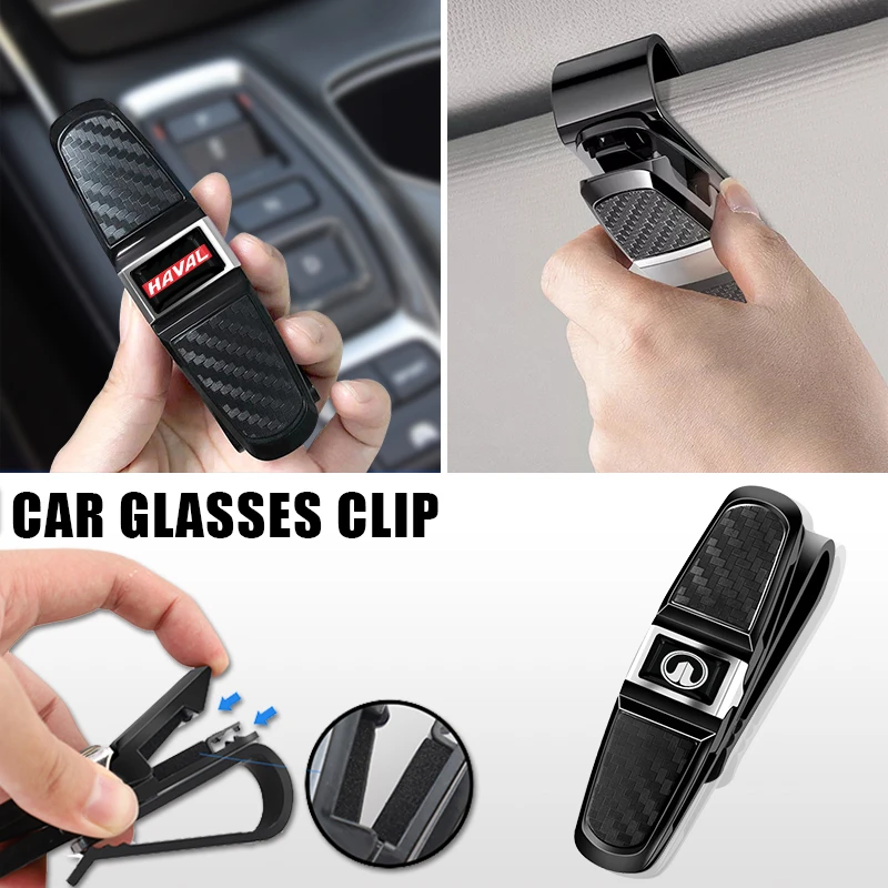 Set Of 2 Bling Rhinestone Car Sun Visor Glasses Holders With Anti Black