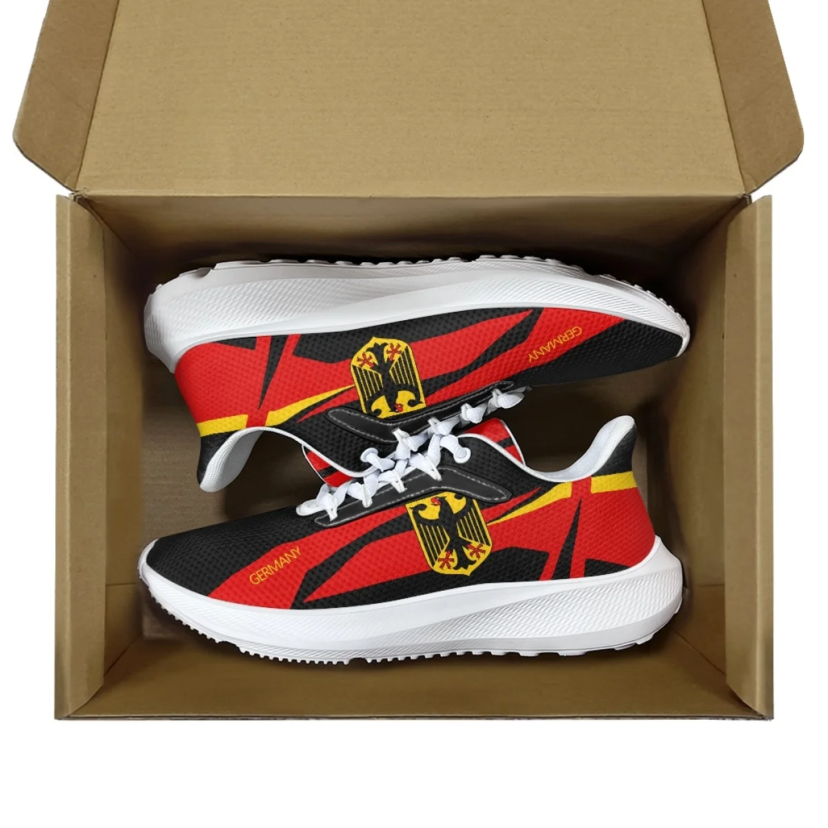 INSTANTARTS Running Shoes Germany Flag Design Mesh Sneakers Unisex Non-Slip Tennis Outdoor Breathable Cushioning Sneakers 2023