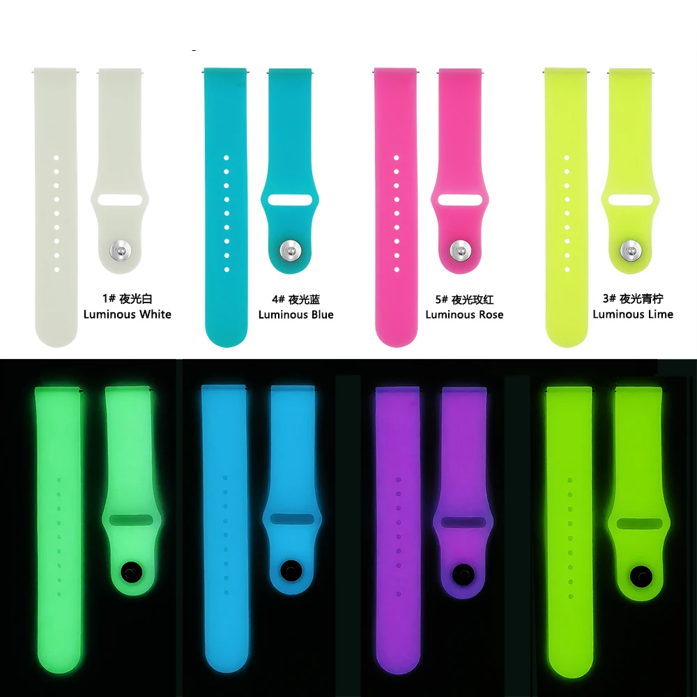 20mm Glow in The Dark Luminous Band For Samsung Active 2 40mm Watch 3 Watch 4 Classic Gear S3