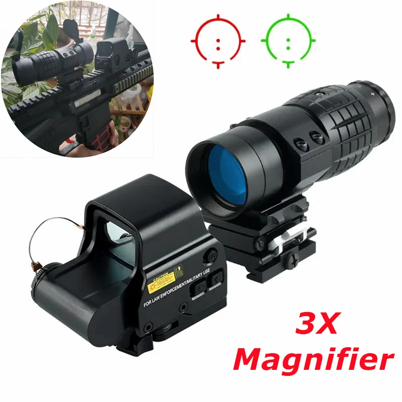 

Tactical Optics 3X Magnifier Scope Sight with Flip-up Mount 551 558 Red Green Dot Sights For 20mm Rail Hunting Firearms Airsoft