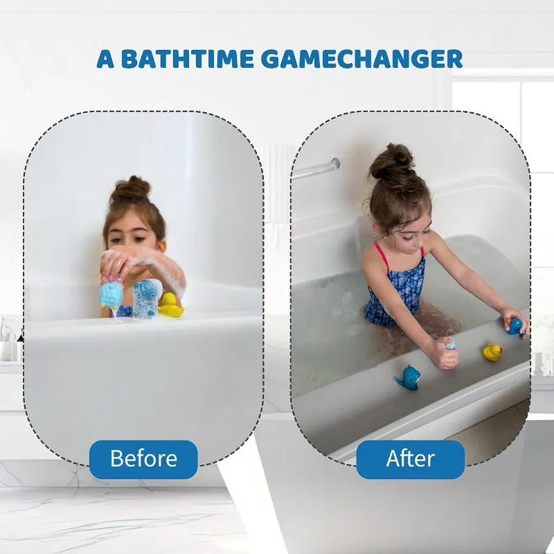 Bathtub Splash Guard Play Shelf Area - Toy Tray Caddy Holder Storage - Suction Cups Attach To Bath Tub - No Mess Water Spill 6