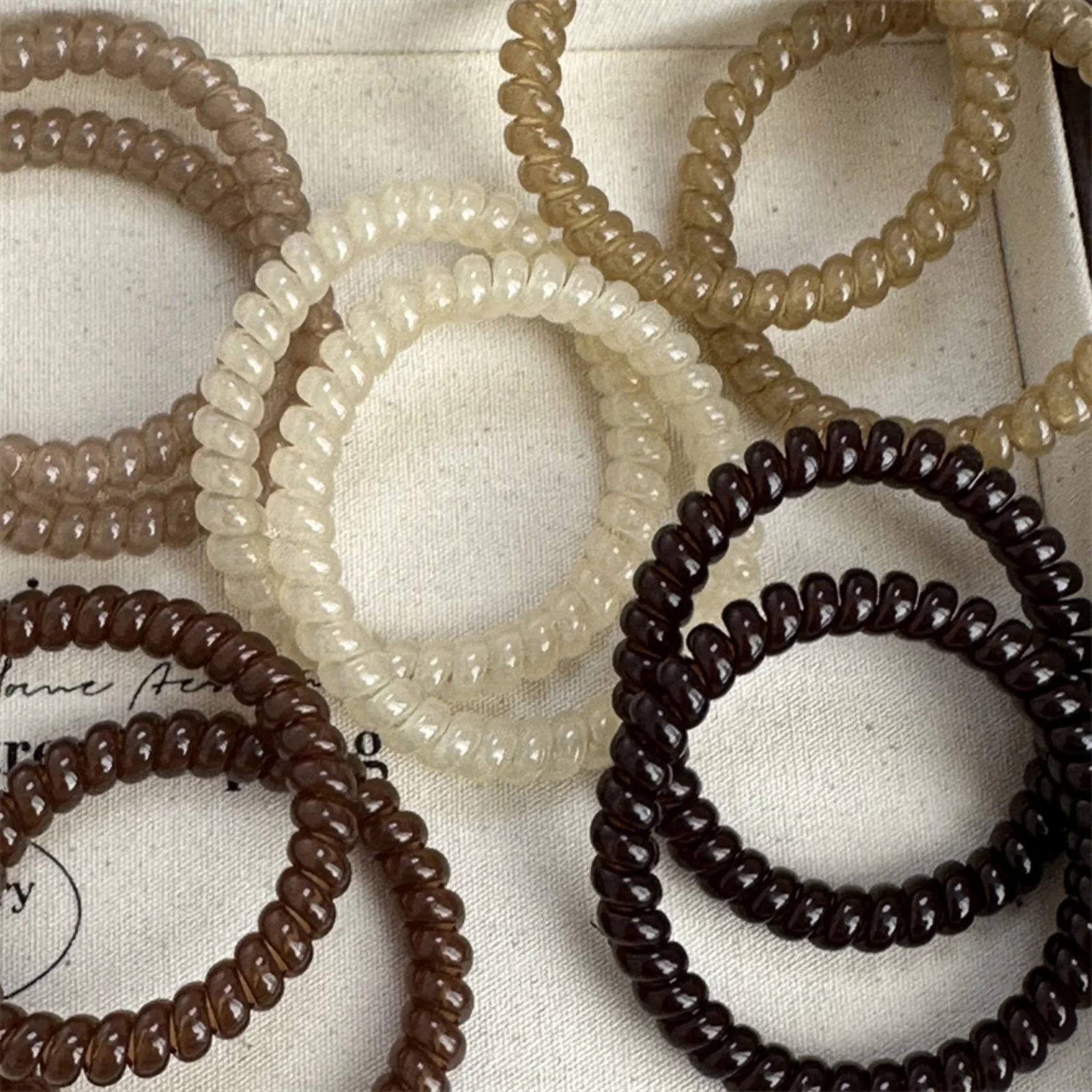 Stylish Neutral Toned Spiral Hair Ties - Durable Hair Accessories