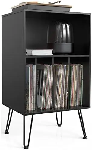 

Player Stand, Turntable Stand with Record Storage, Vinyl Record Storage Cabinet with Metal Legs, Record Player Table Holds to 1
