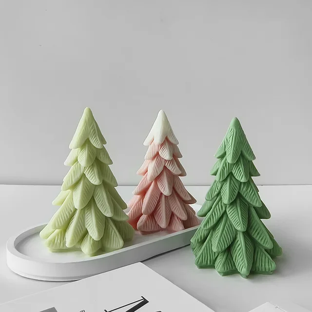 Molde De Silicona Para Velas, Árbol De Navidad 3 Deseos Rosa