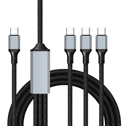 Universal 3 - in - 1 USB C Multi Fast Charging Cable with Multiple Connectors - 1m (Black 3 in 1 - 3C)