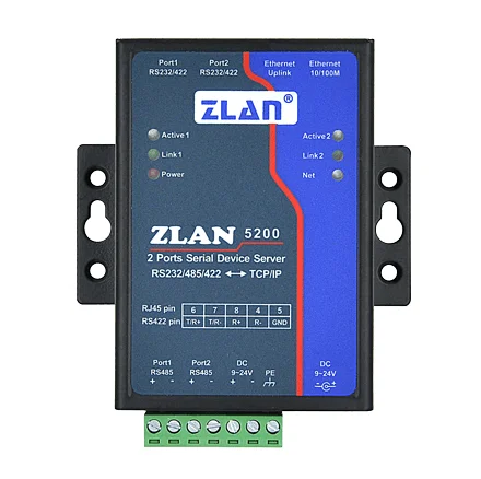 

Сервер ZLAN5200 с 2 портами для последовательного устройства-это протокол преобразователя с 2 портами между RS232/485/422 и TCP/IP.
