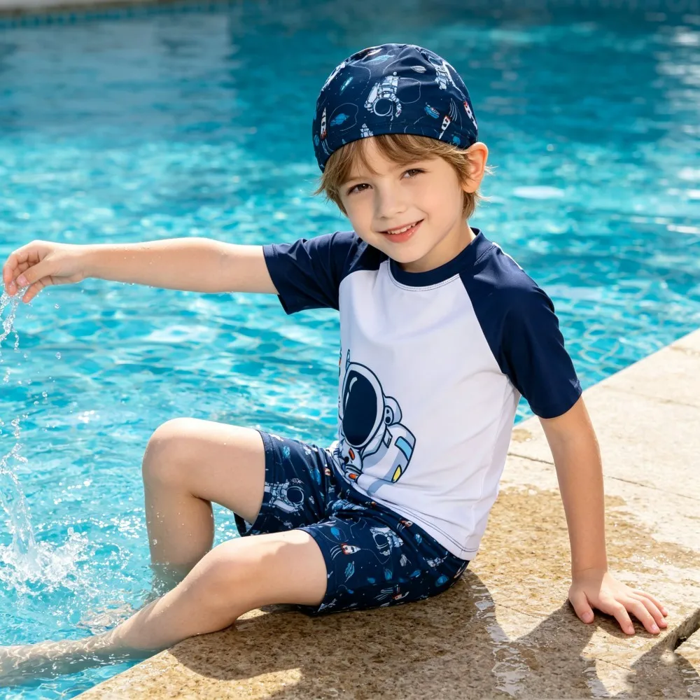 Kids Swimming Suits Children Swimsuit Boys Swimwear Set Cartoon Beachwear Surf Bathing Outfits for 4 5 6 7 8 9 10 11 12 13 Years - 3