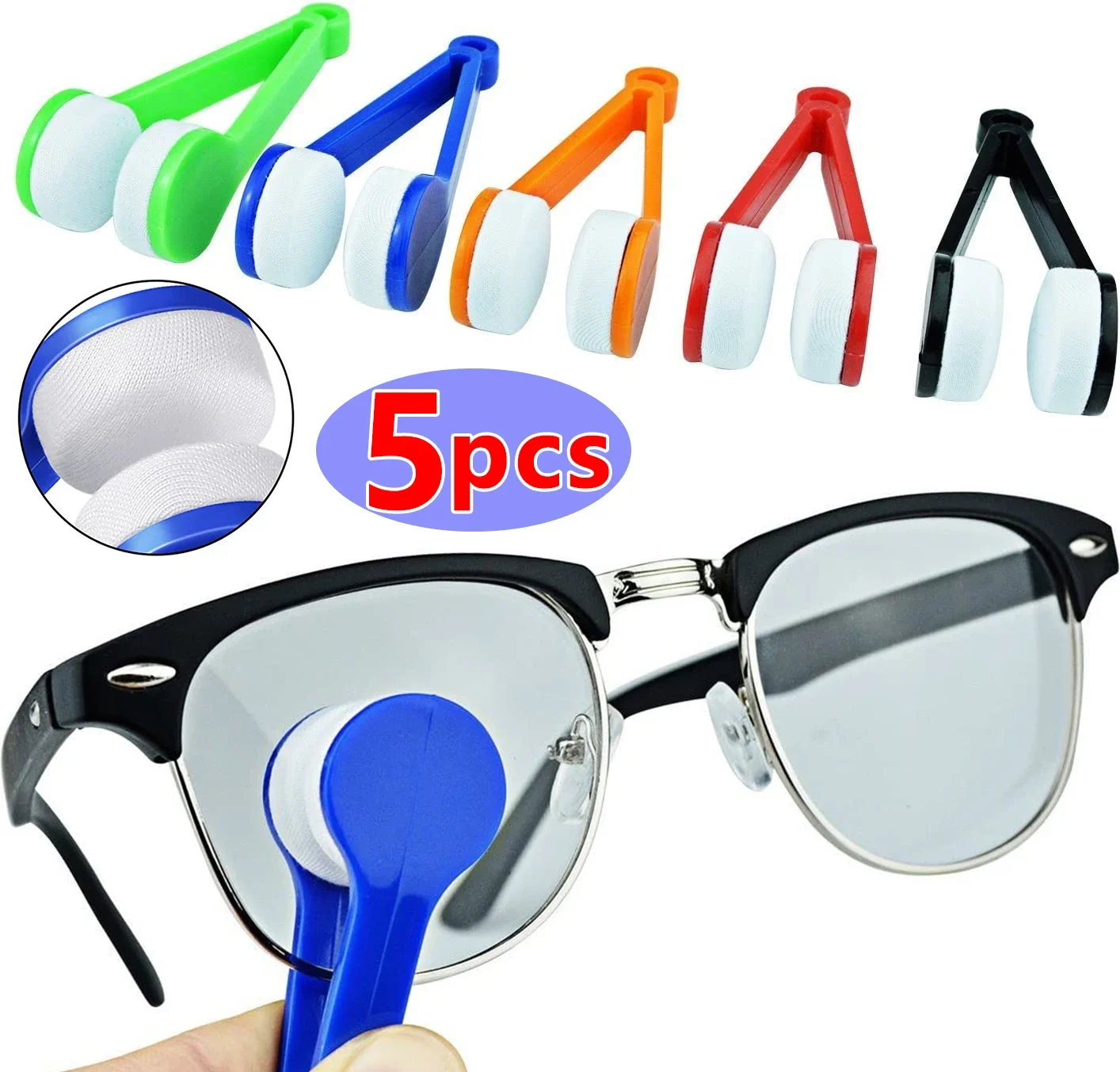 

5pcs Portable Mini Multifunctional Glasses Cleaning Rub Eyeglass Sunglasses Spectacles Microfiber Cleaner Brushes Wiping Tools