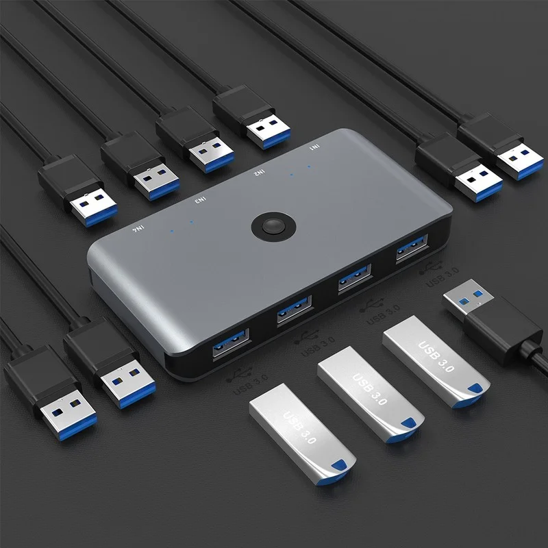USB 3 0/USB 2 0 KVM переключатель 4 компьютера совместное использование USB-устройств