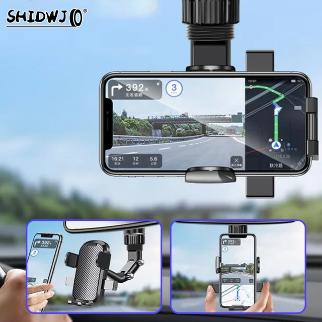 Supporto Per Smartphone Da Auto Universale – Per Specchietto Retrovisore, Regolabile, 360° - 4