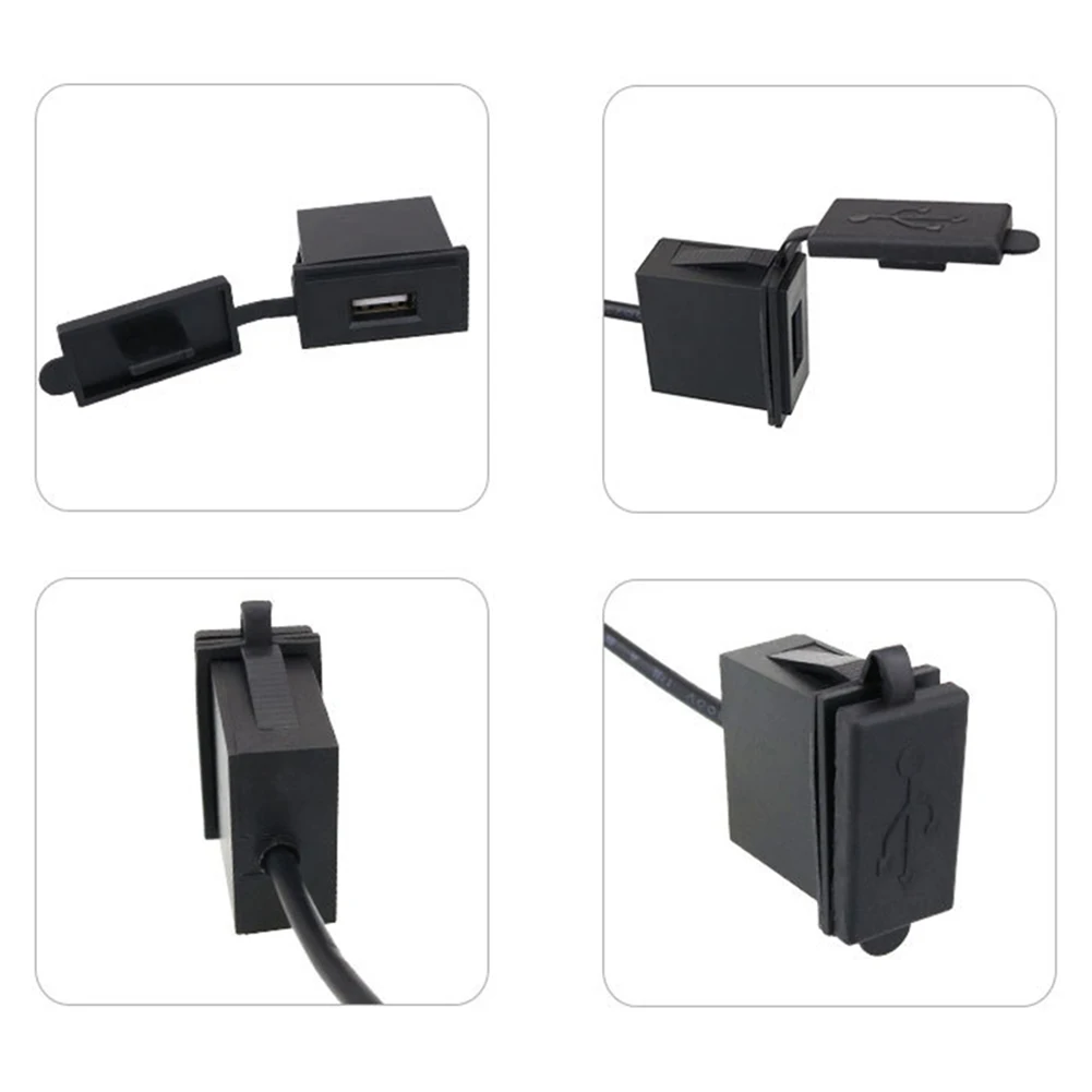 USB 충전 차량용 충전기 소켓 12-24V 블랙 차량용 충전기 부품 전원 소켓 트럭 ATV 보트 RV 버스용 2400 (mA)