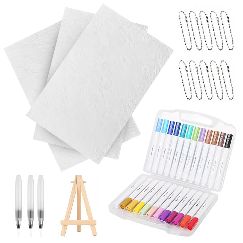 10개 DIY 미술용품 퍼피 텍스처 페이퍼, 12개 마커 펜 & 워터 브러쉬, 매직 퍼피 페인트 페이퍼, 스펀지 캔버스 미술용품