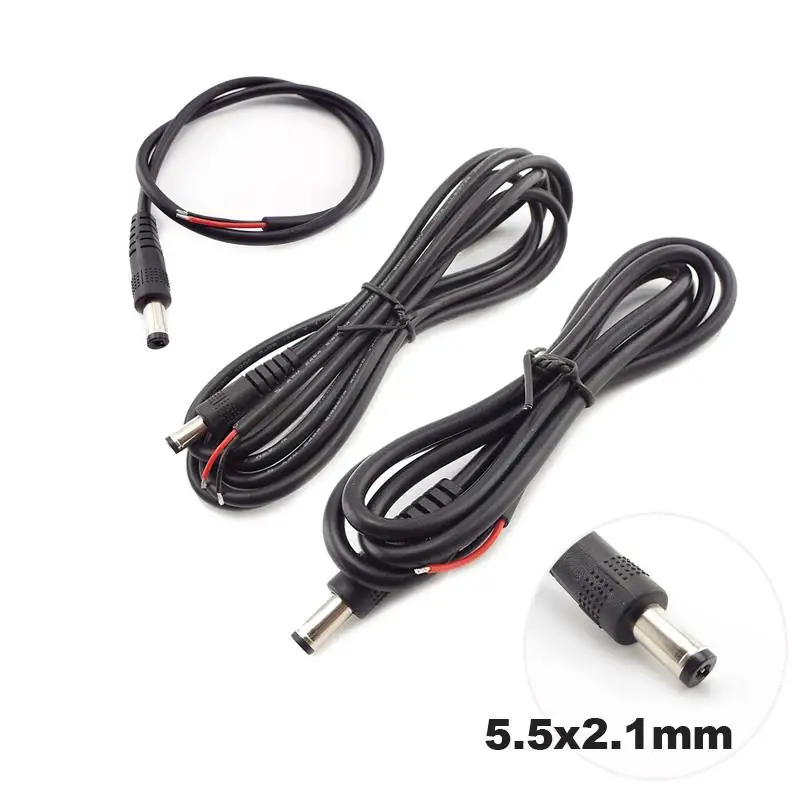 

12V 5A DC Male Power Supply DIY Cable Extension LED Light 20 AWG Jack Cord DC Connector For CCTV 5.5x2.1mm Plug C4