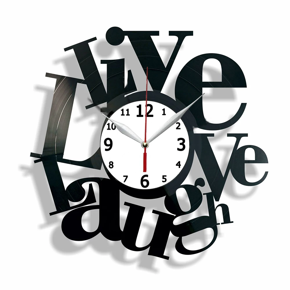 

LIVE, LOVE, LAUGH vinyl record clock Vinyl Record Wall Clock Modern Design Classic CD Clocks