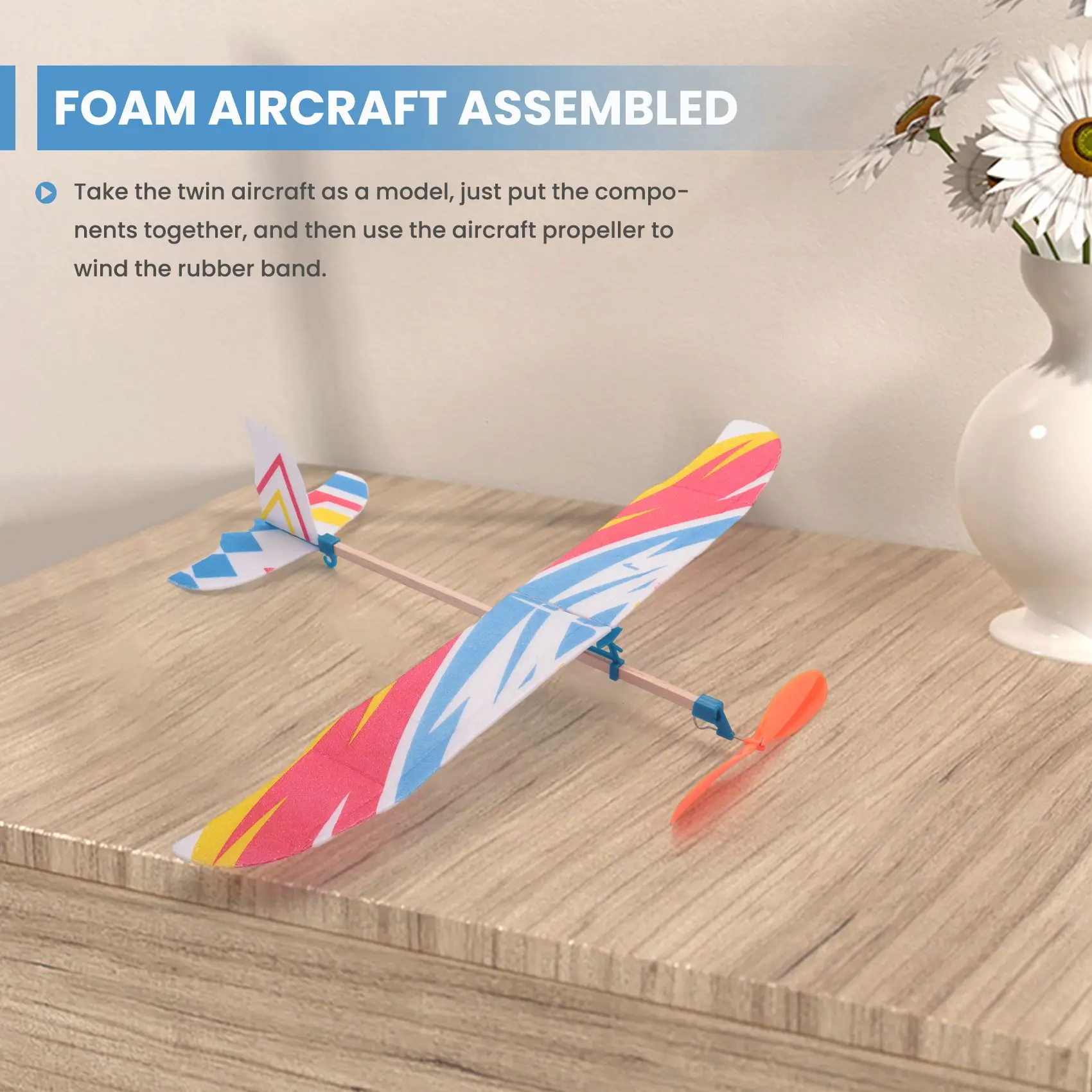 Elastic Rubber Band Powered DIY Foam Plane Model Kit Aircraft Educational Toy 6