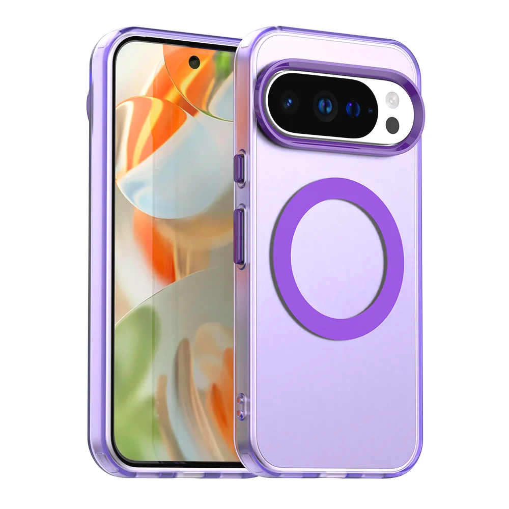 Magnetic Wireless Charging Case with Candy Colors and Transparent Back Shell