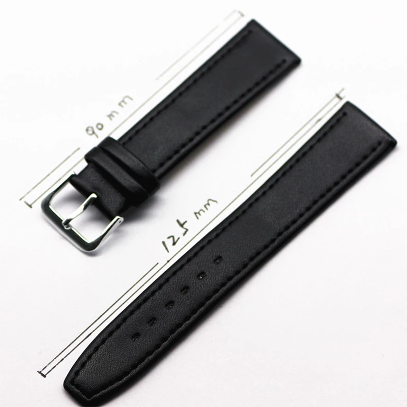 Leather Watch Strap 10Mm/12Mm/14Mm/16Mm/18Mm/20Mm/22Mm Men Women Black Brown Wrist Band Bracelet Adjustable Watchband Accessory