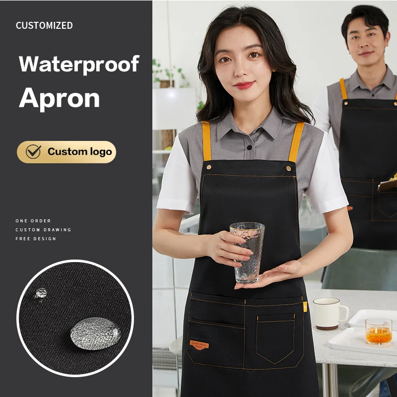 Tooling Ni Waterproof And Dirt-resistant Apron lKitchen Restaurant Cafe H-shaped Cross Strap Apron For Men and Women
